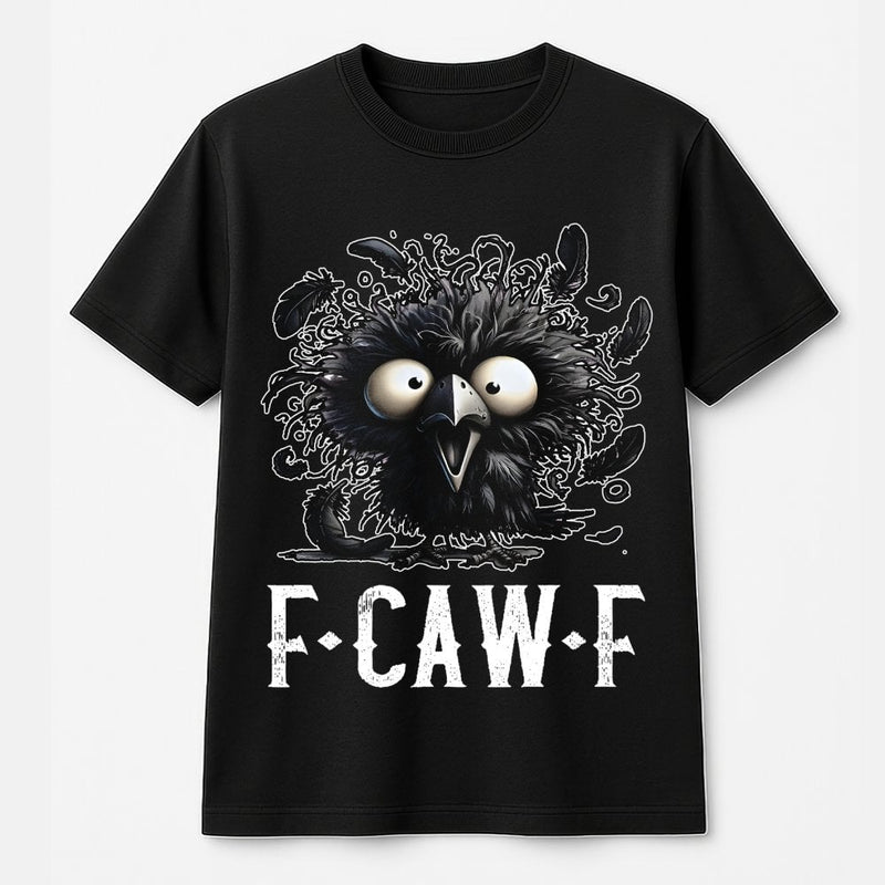 Funny Crow Graphic T-Shirt | F-CAW-F Pun Bird Lover Design | Premium 100% Cotton Tee | Gift for Him or Her