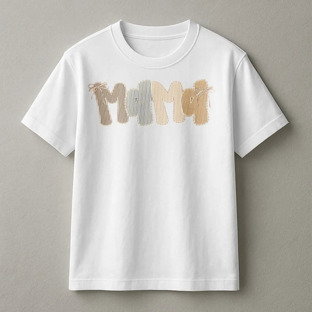 Mama T-Shirt | Trendy Seersucker Style Graphic Tee | Soft 100% Cotton | Mothers Day Gift for New Mom