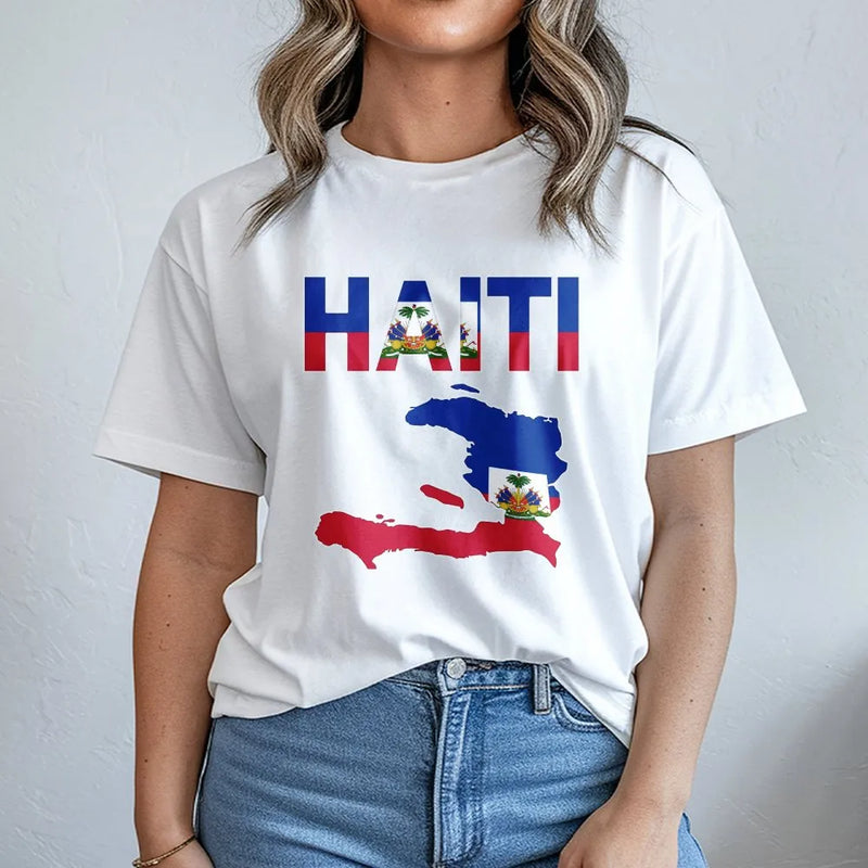 Haitian Flag T-Shirt | Haiti Map Patriotic Graphic | Premium Cotton Unisex Tee | Haitian Pride Flag Day Gift