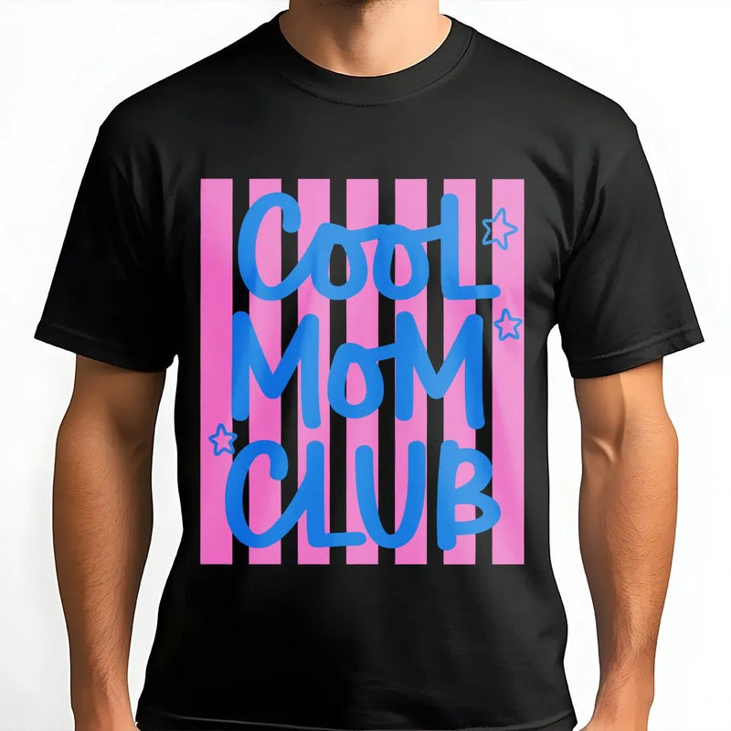 Cool Moms Club Sweatshirt | Trendy Preppy Striped Graphic | Premium Soft Cotton Blend | New Mom Gift for Her