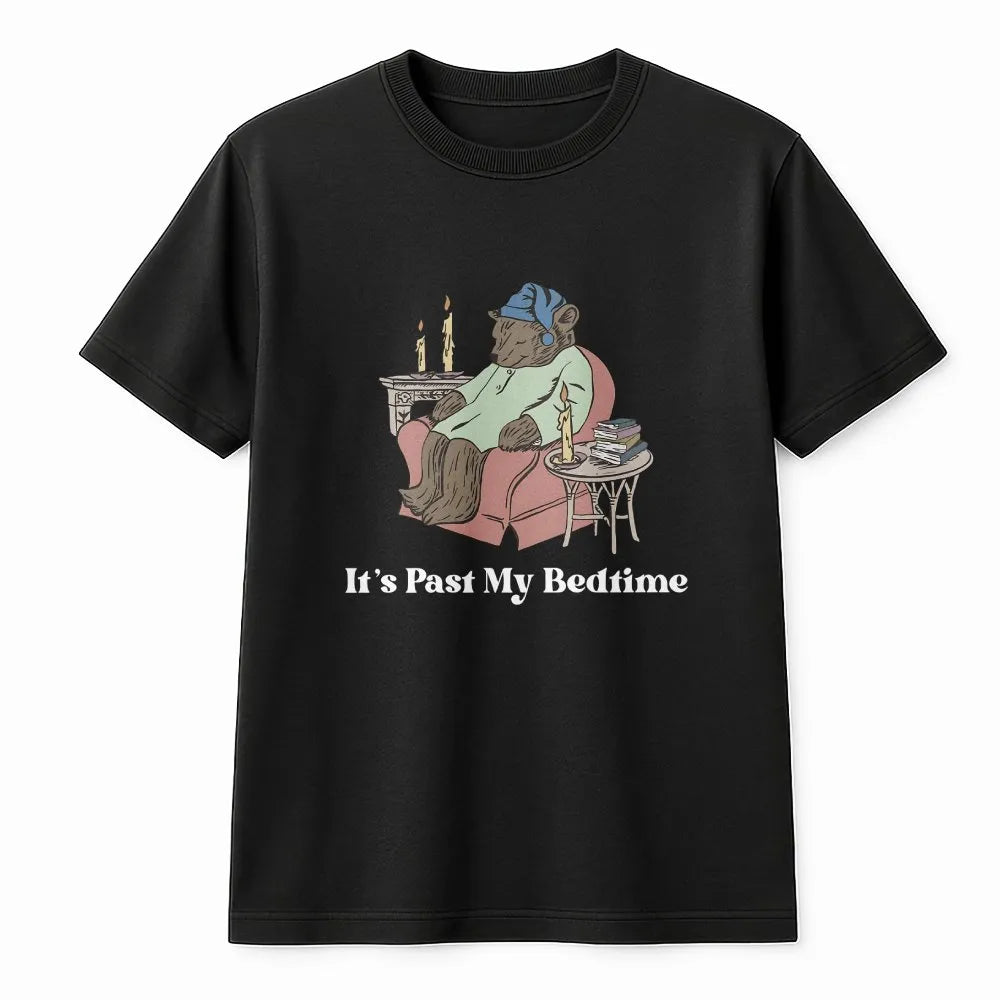 Sleepy Bear T-Shirt | Funny Introvert Graphic Tee | 100% Soft Cotton | Cozy Homebody Gift for Book Lovers