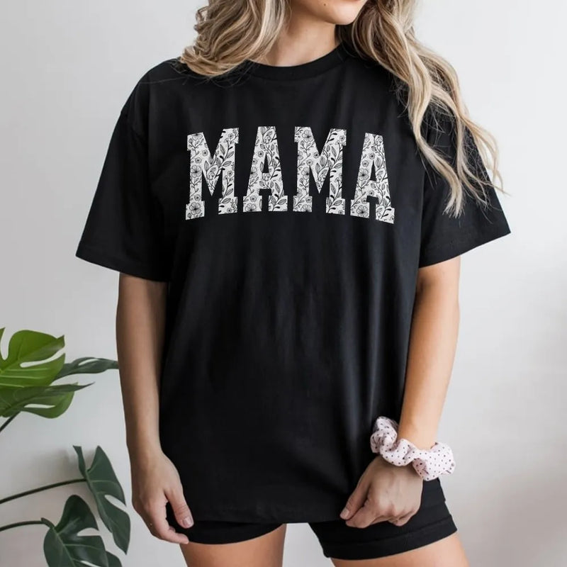 Mama T-Shirt | Floral Botanical Lettering | 100% Premium Cotton | Cute Pregnancy Announcement Gift For Mom