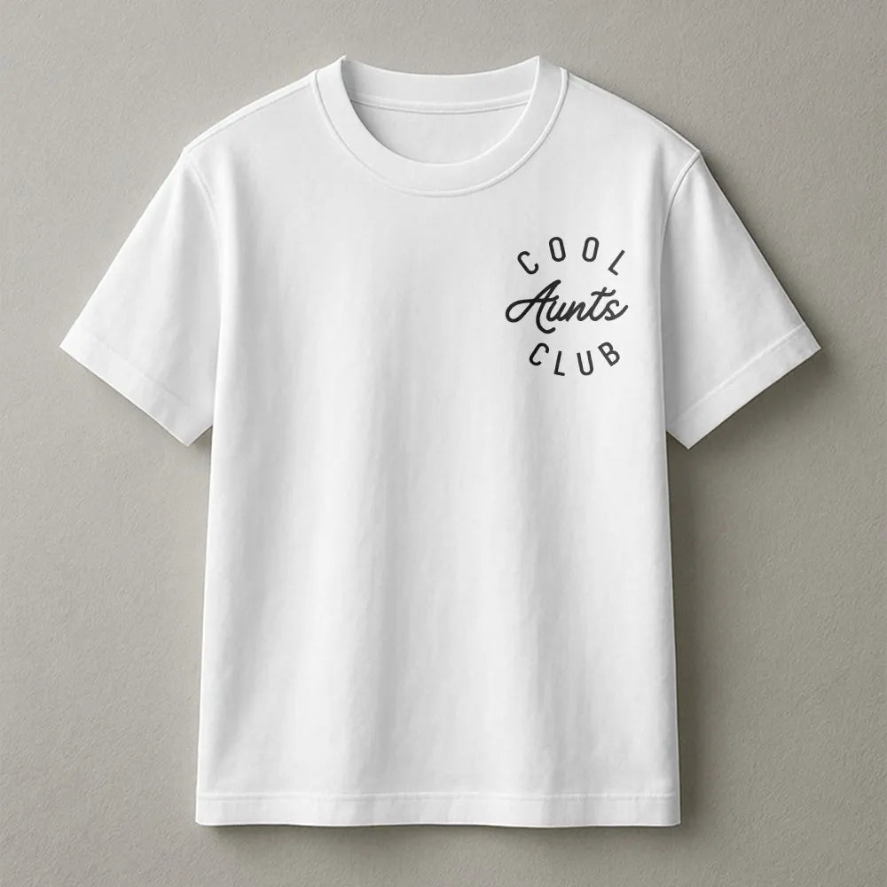 Cool Aunt Club T-Shirt | Minimalist Script Graphic Print | 100% Cotton Premium Tee | Unique Gift For Auntie