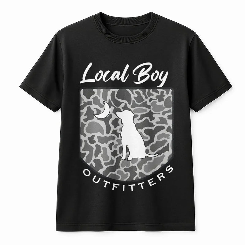 Labrador Retriever T-Shirt | Grey Camo Moon Graphic | Premium Cotton Unisex Tee | Country Outdoor Lover Gift
